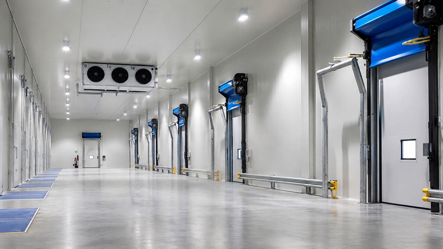 Polished stainless steel fermentation tanks in a clean production hall.